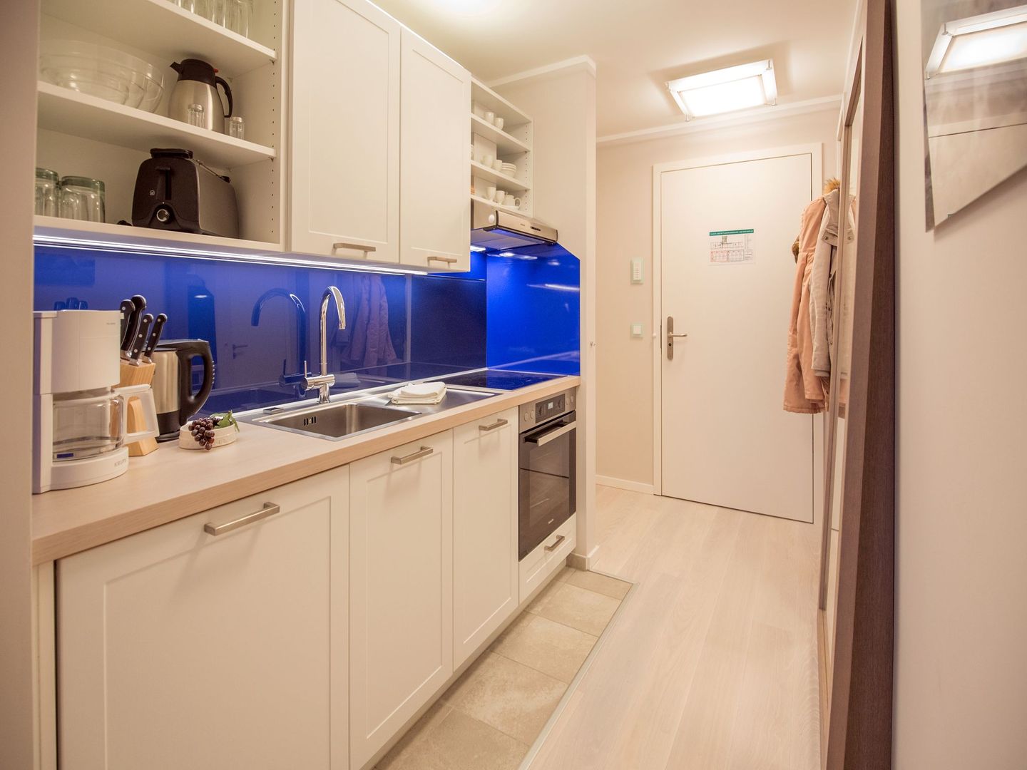 Dünenresidenz Prora 1-Raum-Ferienwohnung mit Meerblick, 1 Schlafzimmer und Balkon (NP/416) Insel Rügen - Küche / Küchenzeile