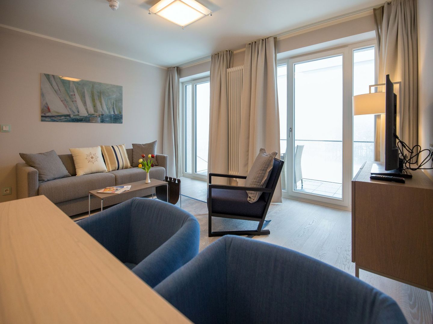 Dünenresidenz Prora Ferienwohnung mit Meerblick, 1 Schlafzimmer und Balkon (NP/421) Insel Rügen - Wohnzimmer