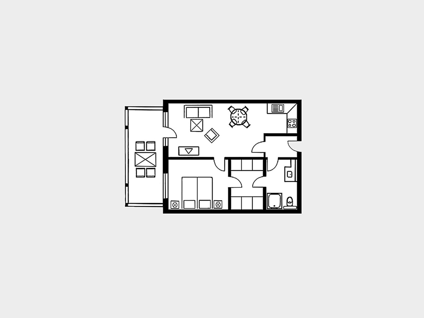Strandvillen Binz Ferienwohnung mit 1 Schlafzimmer und Balkon (AH/628) Insel Rügen - Grundriss