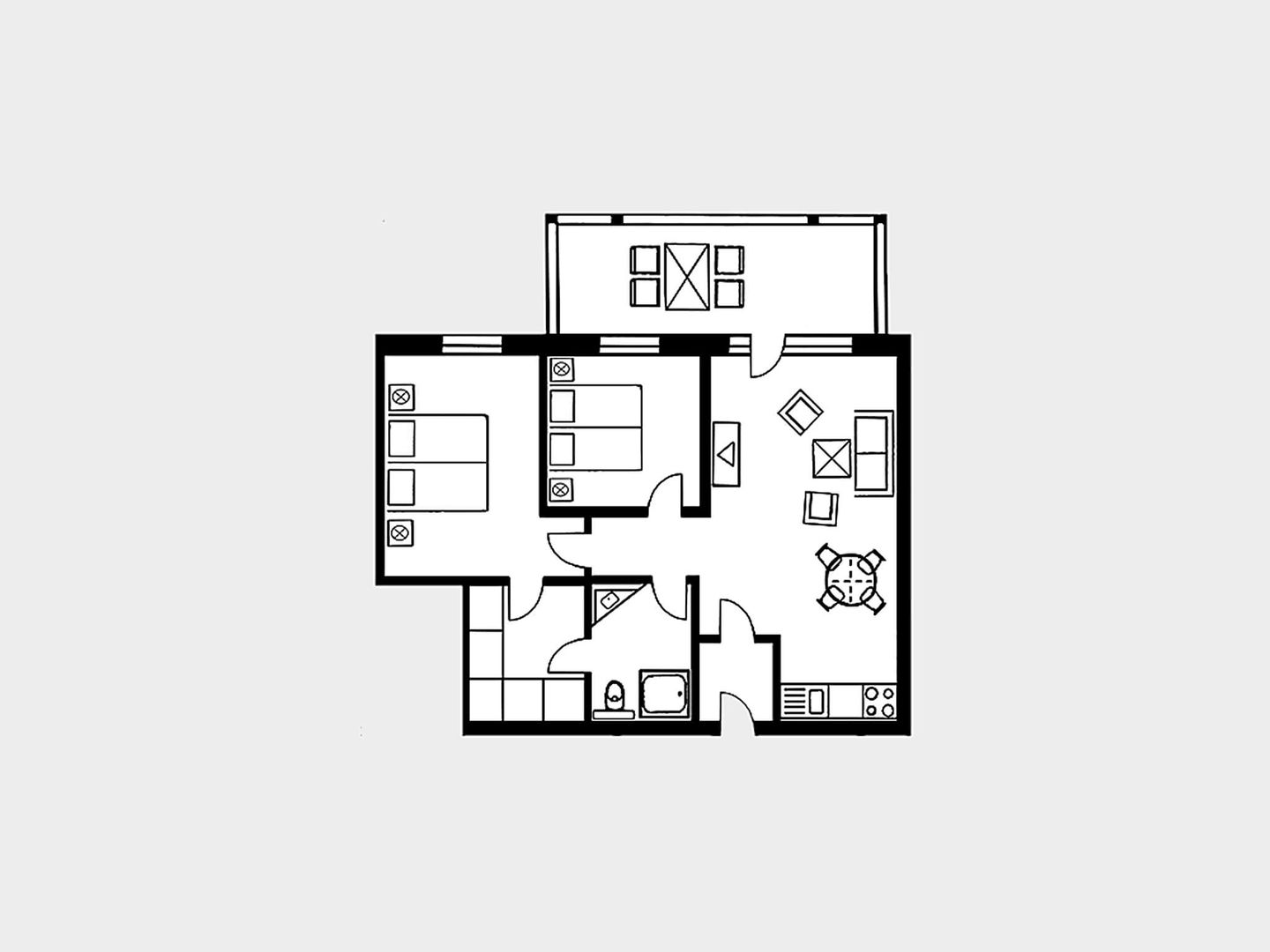 Strandvillen Binz Ferienwohnung mit 2 Schlafzimmern und Balkon (AH/629) Insel Rügen - Grundriss