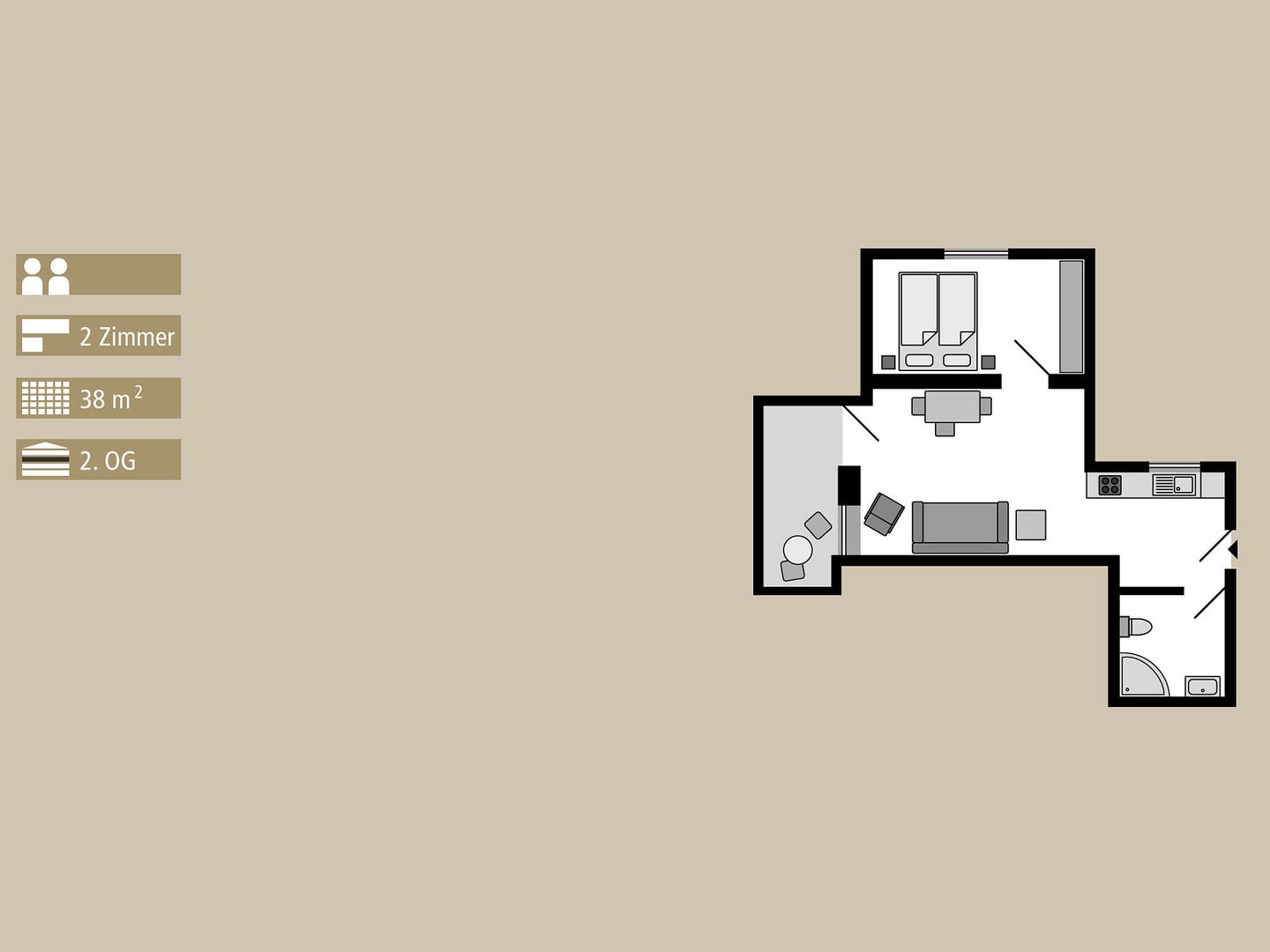 Strandvillen Binz Ferienwohnung mit 1 Schlafzimmer und Balkon (SV/007) Insel Rügen - Grundriss