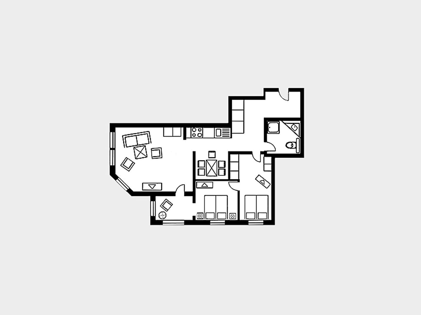 Strandvillen Binz Ferienwohnung mit Meerblick und 2 Schlafzimmern (SV/703) Insel Rügen - Grundriss