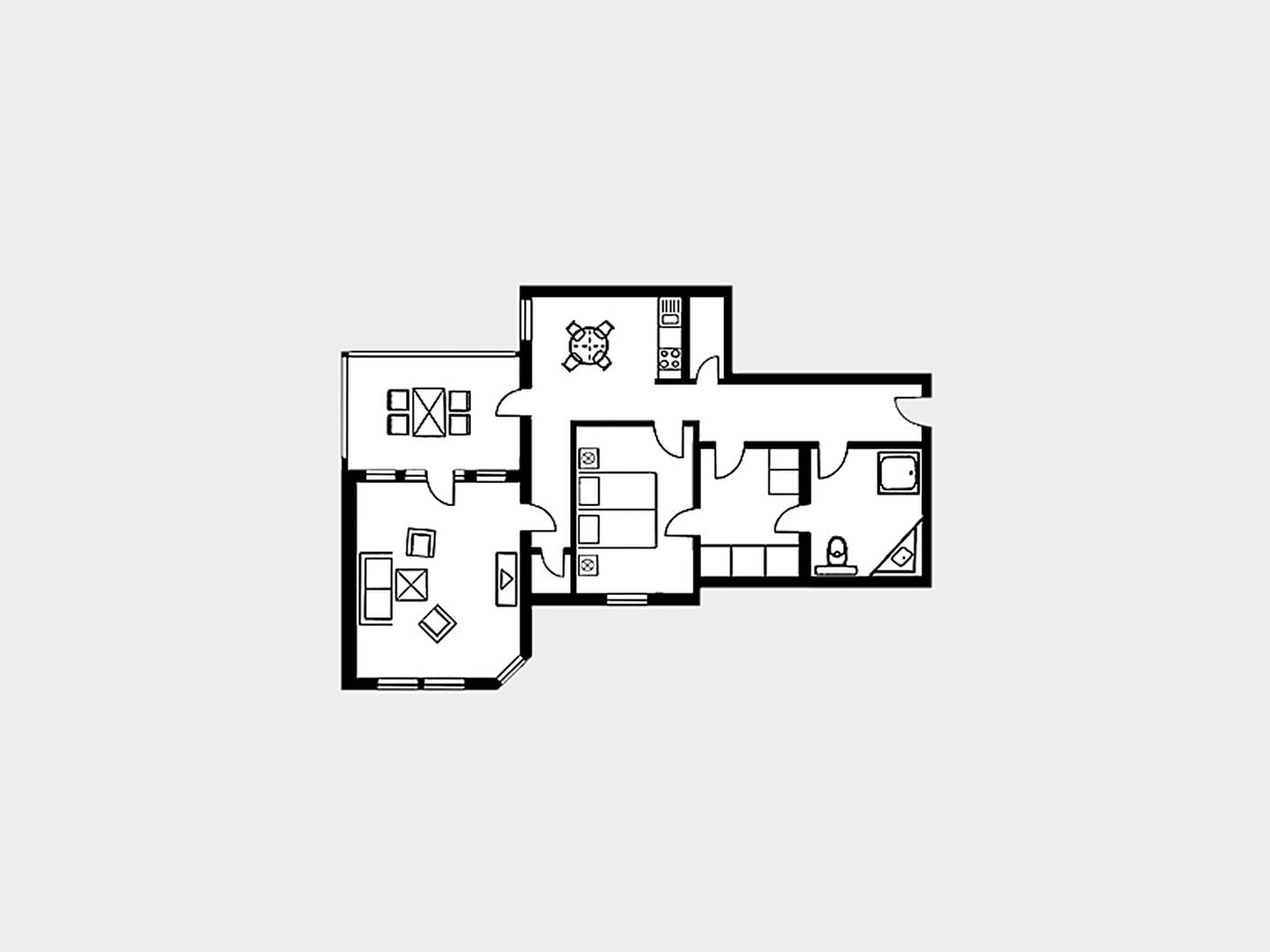 Strandvillen Binz Ferienwohnung mit Meerblick, 1 Schlafzimmer, Sauna und Balkon (SV/712) Insel Rügen - Grundriss