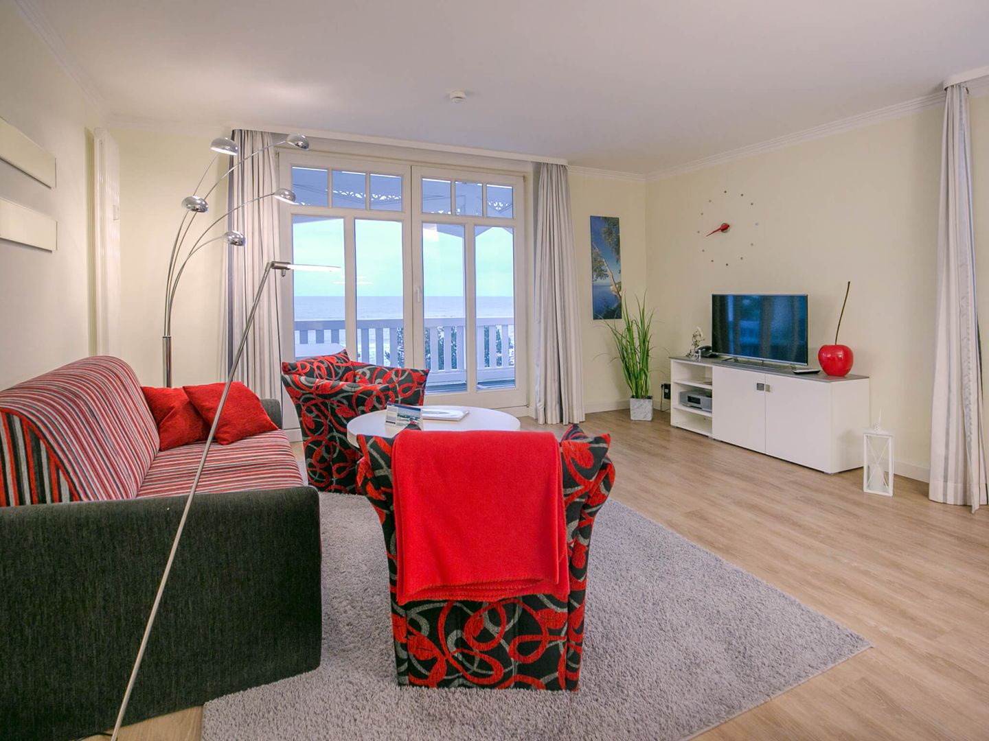 Strandvillen Binz Ferienwohnung mit Meerblick, 1 Schlafzimmer und Balkon (SV/762) Insel Rügen - Wohnzimmer