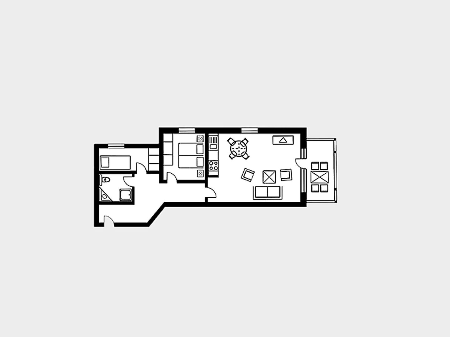 Strandvillen Binz Ferienwohnung mit Meerblick, 1 Schlafzimmer und Balkon (SV/769) Insel Rügen - Grundriss