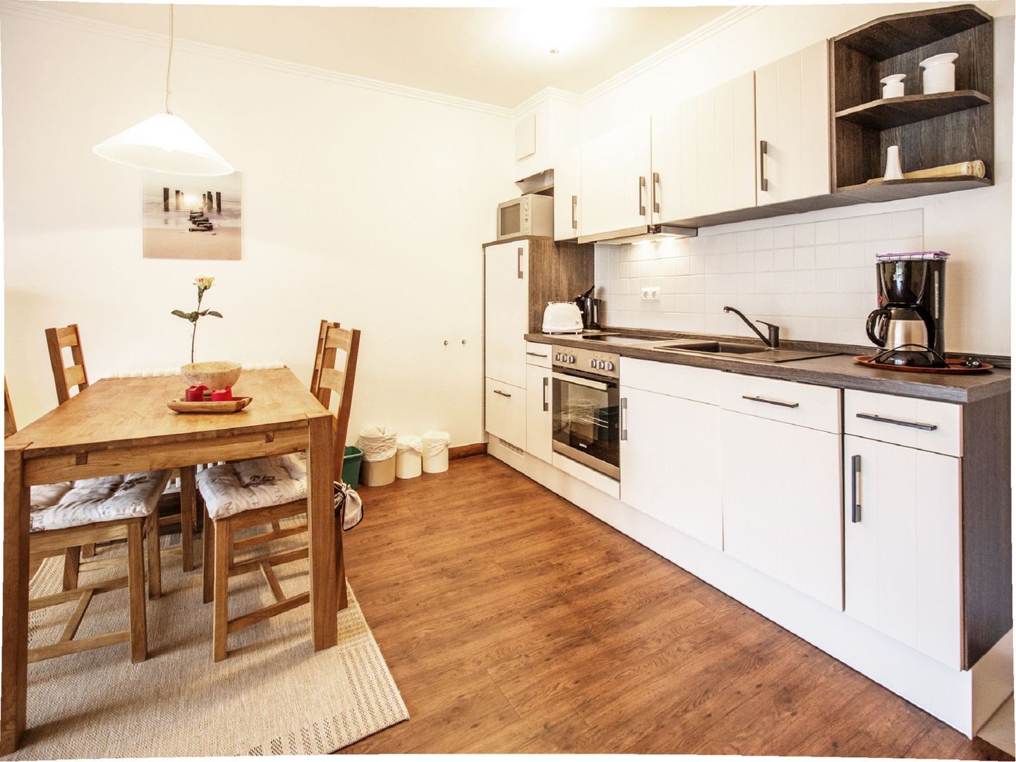 Dünenpark Binz Komfortplus Ferienwohnung mit 1 Schlafzimmer und Terrasse im Erdgeschoss (101) Insel Rügen - Küche / Küchenzeile