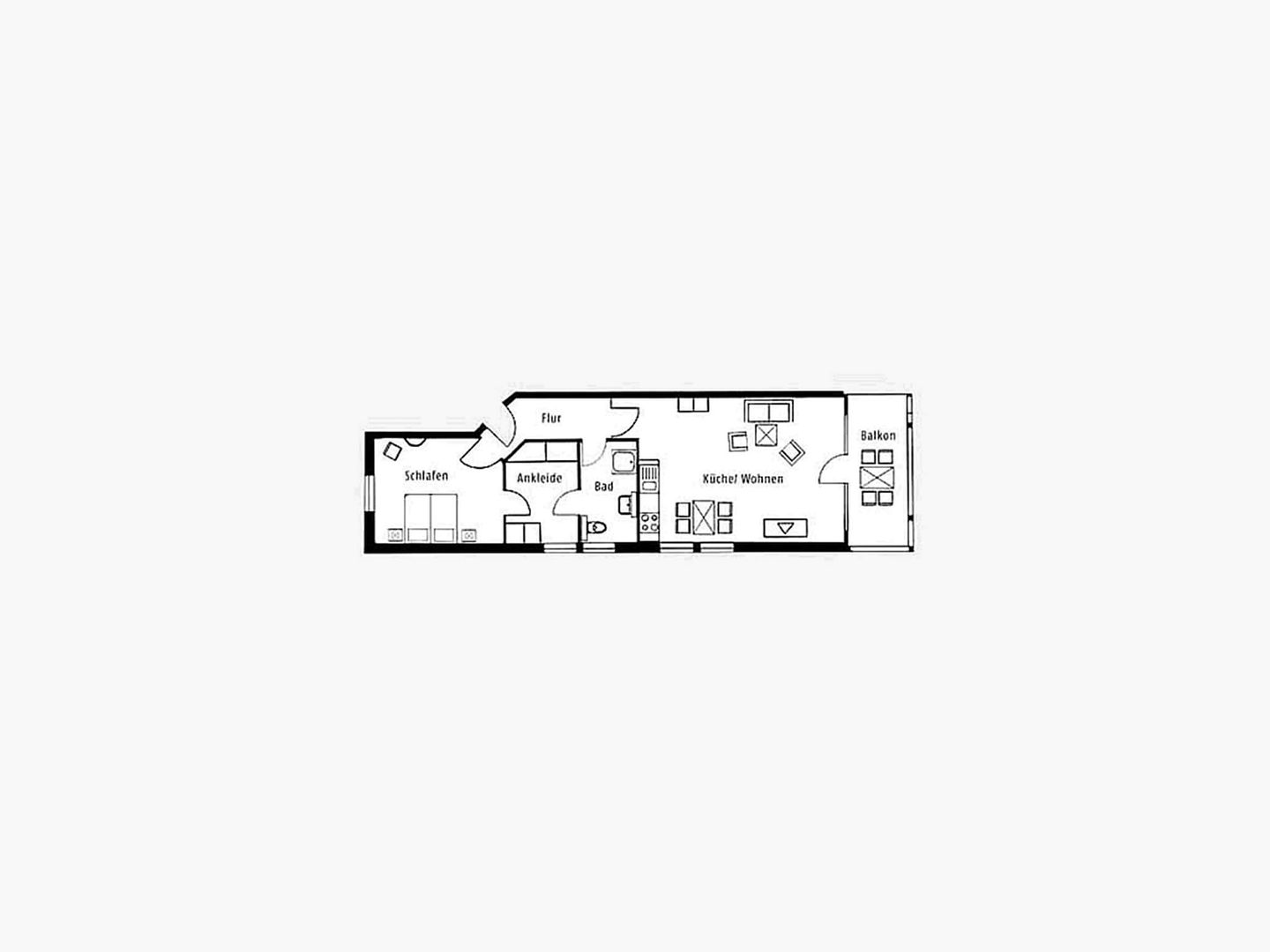 Dünenpark Binz Komfort Ferienwohnung mit 1 Schlafzimmer und Balkon im Obergeschoss (225) Insel Rügen - Grundriss