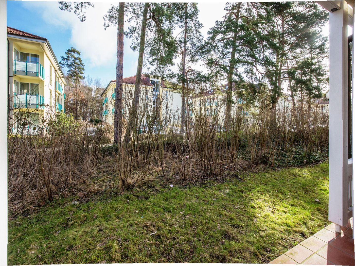 Dünenpark Binz Komfort Ferienwohnung mit 1 Schlafzimmer und Terrasse im Erdgeschoss (252) Insel Rügen - Terrasse