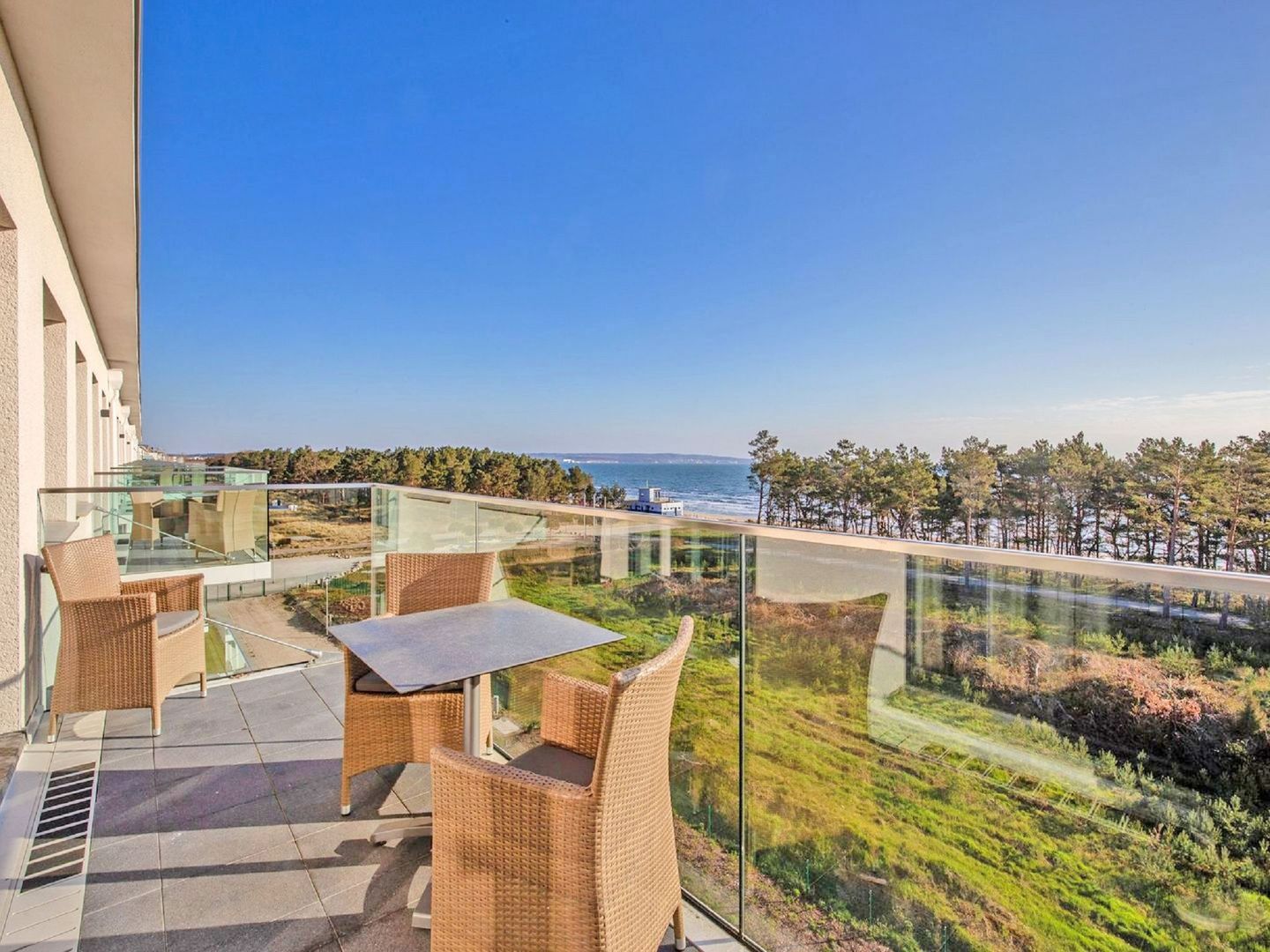 Dünenresidenz Prora Skysuite mit Meerblick, 1 Schlafzimmer und Dachterrasse (NP/508) Insel Rügen - Balkon