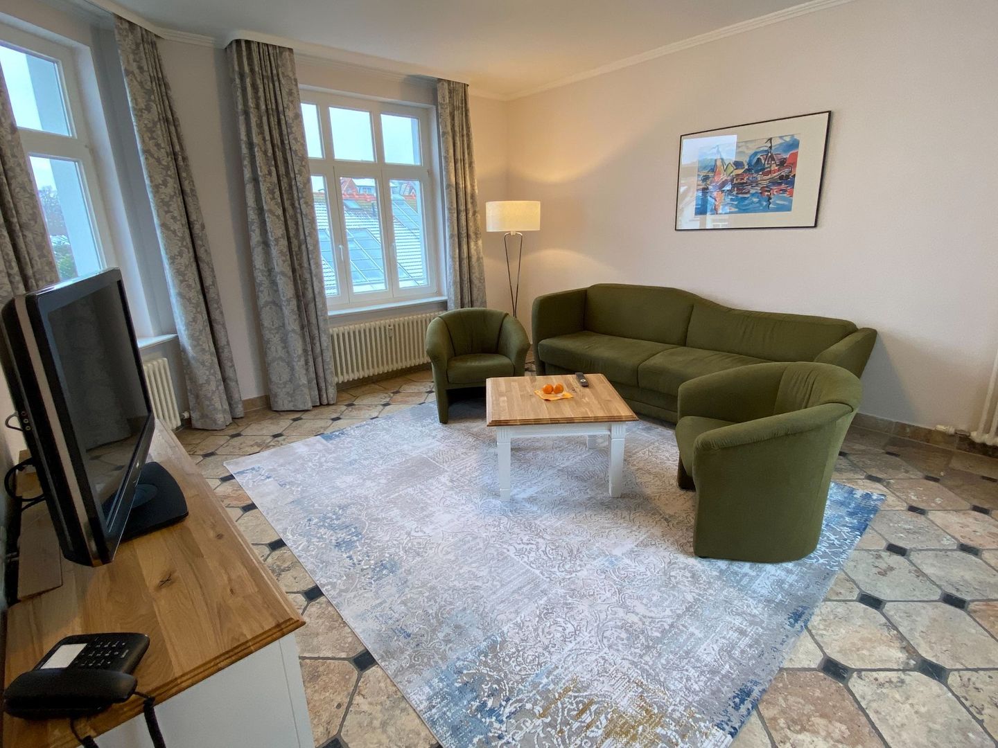 Strandvillen Binz Ferienwohnung mit Meerblick, 1 Schlafzimmer, Sauna und Balkon (SV/712) Insel Rügen - Wohnzimmer