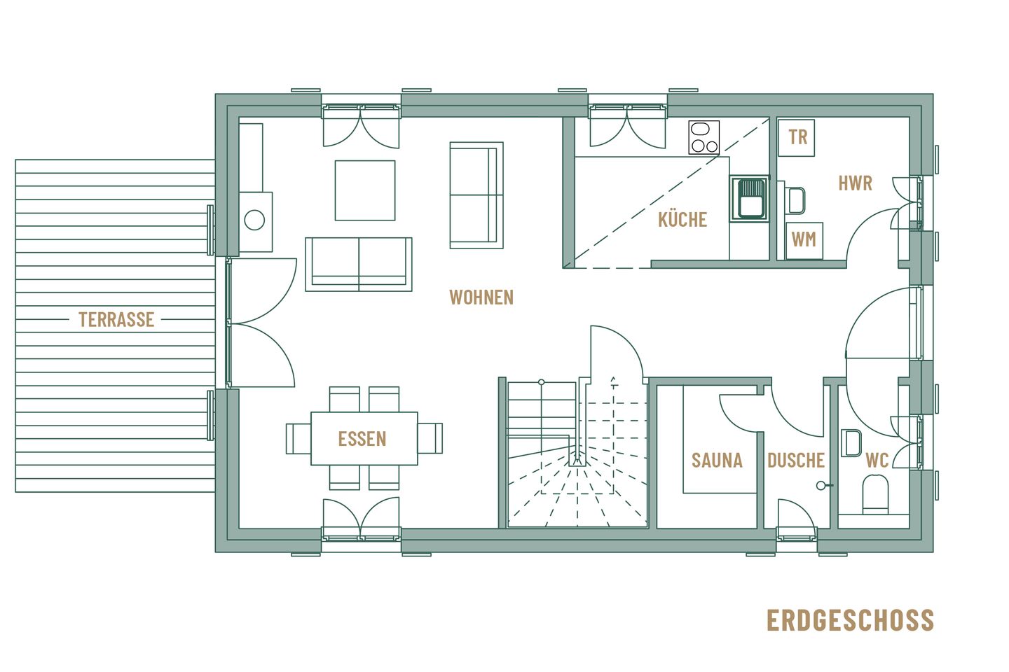 Premium Reetdachvilla mit 3 Schlafzimmern, Sauna und Kamin (E24) - Grundriss