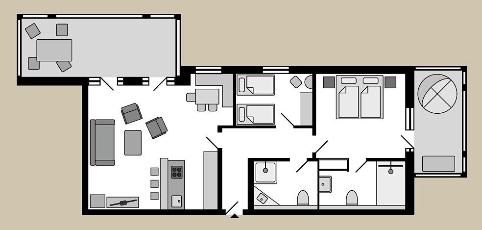 Strandvillen Binz Ferienwohnung mit 2 Schlafzimmern und Balkon (SV/756) Insel Rügen - Grundriss