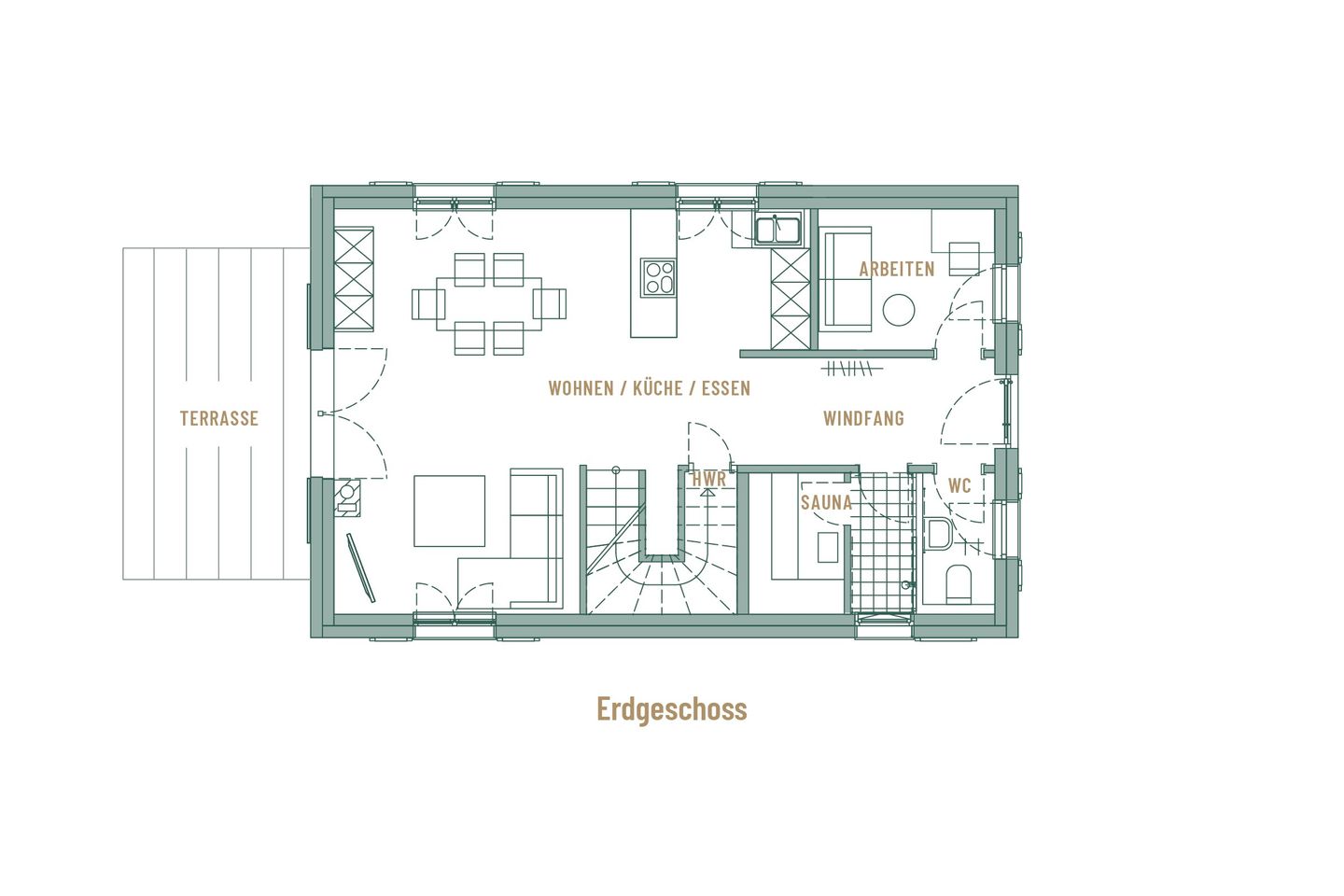 Premium Reetdachvilla mit 3 Schlafzimmern, Sauna und Kamin (E15) - Grundriss
