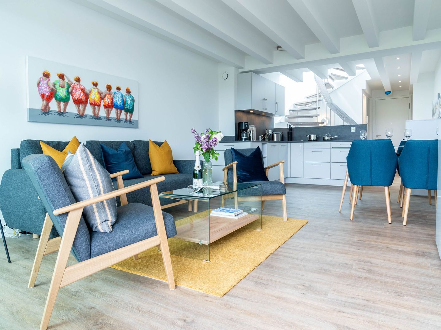 Dünenresidenz Prora SkySuite mit Meerblick und Dachterrasse, 2 Schlafzimmer (B3/5.2) Insel Rügen - Wohnzimmer