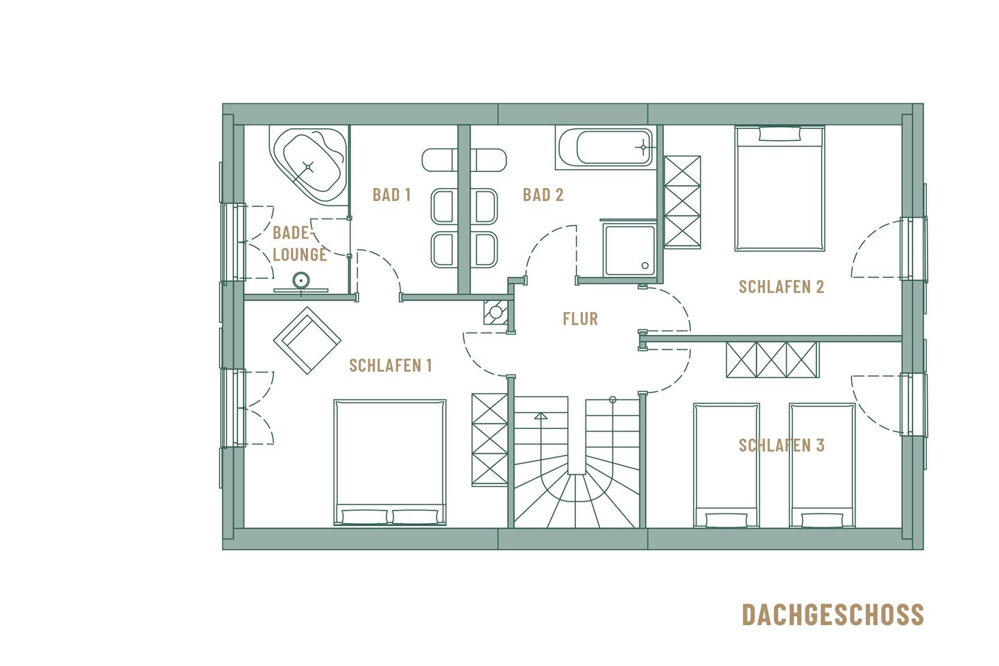 Luxus Reetdachvilla mit 3 Schlafzimmern, Sauna und Kamin (F08) - Grundriss