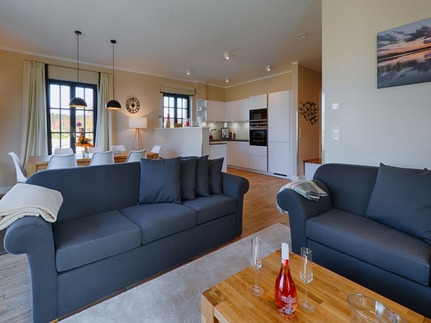 Luxus Reetdachvilla mit 3 Schlafzimmern, Sauna und Kamin (F18) - Wohnzimmer