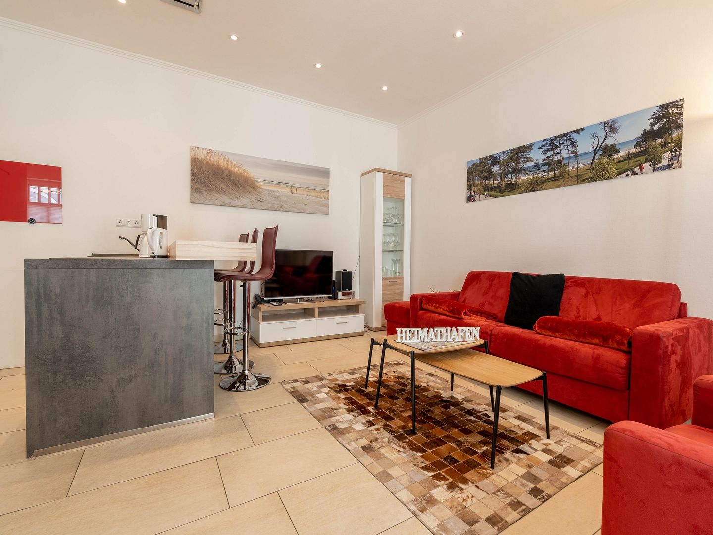 Strandvillen Binz Ferienwohnung mit 2 Schlafzimmern und Balkon (SV/756) Insel Rügen - Wohnzimmer