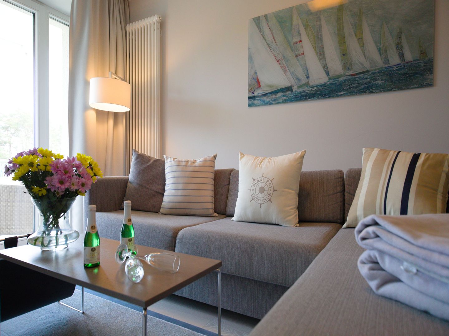 Dünenresidenz Prora Ferienwohnung mit Meerblick, 2 Schlafzimmern und Balkon (NP/115) Insel Rügen - Wohnzimmer