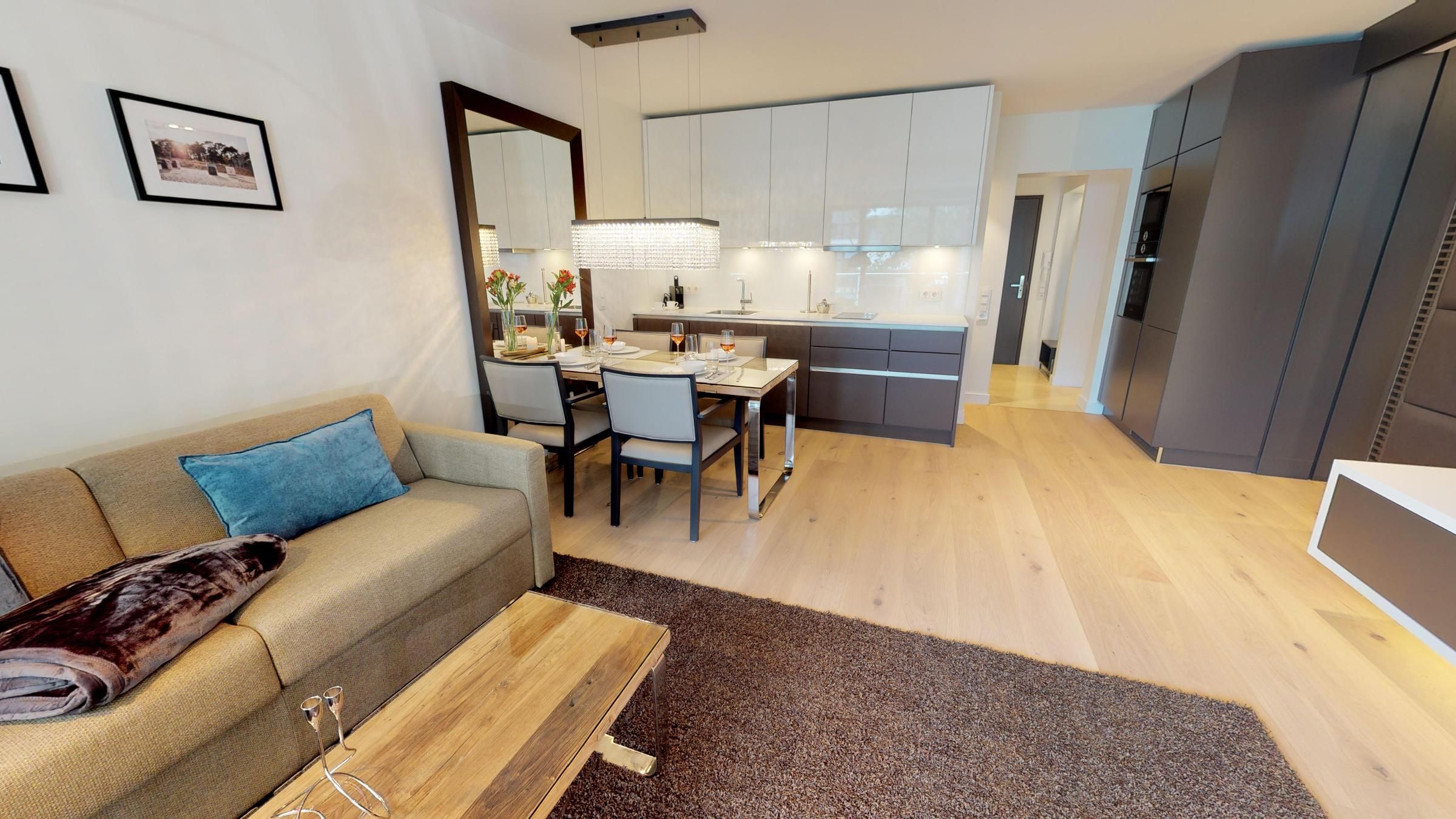 Luxusapartment mit eigener Sauna & Sonnenbalkon – nur Minuten vom Strand entfernt