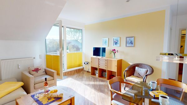 Ferienwohnung für 4 Personen mit Balkon und Außenstellplatz