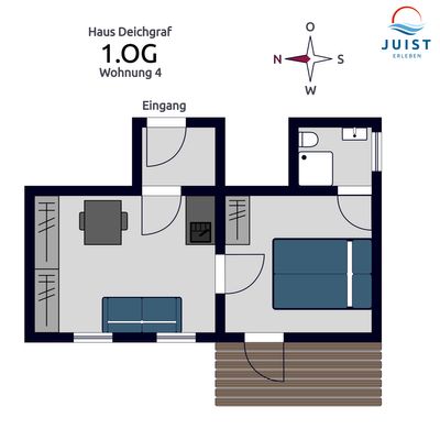 Foto 11 Ferienwohnung Ostfriesland Juist Haus Deichgraf 174 - Wohnung 4 (Objekt 25857) buchen