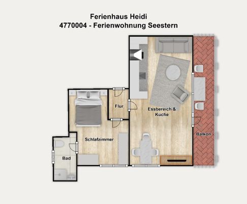Foto 18 Ferienwohnung Ostfriesland Borkum Ferienhaus Heidi Ferienwohnung Seestern (Objekt 26741) Nordsee