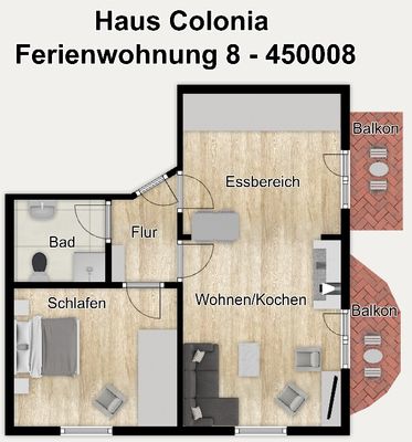 Foto 7 Ferienwohnung Ostfriesland Wangerooge Haus Colonia Ferienwohnung 8 (Objekt 24843) suchen