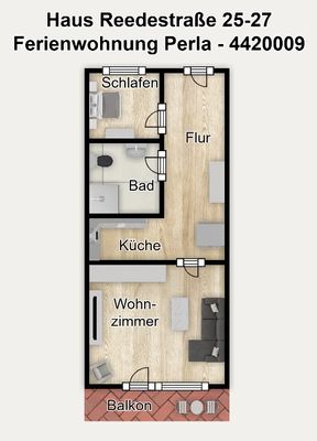 Foto 12 Ferienwohnung Ostfriesland Borkum Haus Reedestraße 25-27 Ferienwohnung Perla (Objekt 103843) suchen
