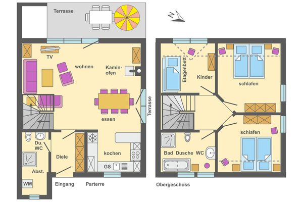 Komfortable Doppelhaushälfte mit Terrasse, Gartenblick und beheiztem Pool