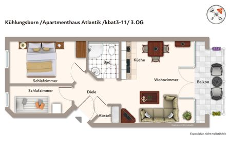 Apartmenthaus Atlantik Apartmenthaus Atlantik 311 Kühlungsborn - Grundriss