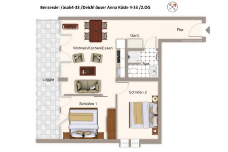 Deichhäuser Anna Küste Deichhäuser Anna Küste 4-33 Bensersiel - Grundriss