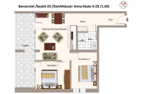 Deichhäuser Anna Küste Deichhäuser Anna Küste 3-23 Bensersiel - Grundriss