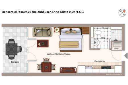 Deichhäuser Anna Küste Deichhäuser Anna Küste 2-22 Bensersiel - Grundriss (Angaben ohne Gewähr)