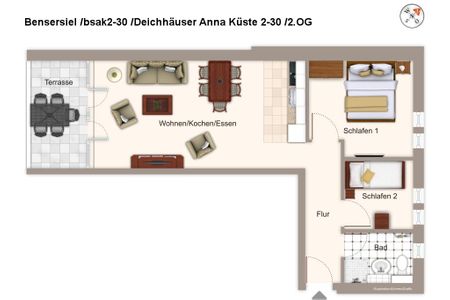 Deichhäuser Anna Küste Deichhäuser Anna Küste 2-30 Bensersiel - Grundriss (Angaben ohne Gewähr)
