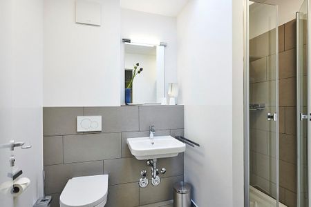 Deichhäuser Anna Küste Deichhäuser Anna Küste 4-31 Bensersiel - Badezimmer mit Dusche, Waschtisch, WC und Spiegel