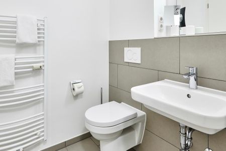 Deichhäuser Anna Küste Deichhäuser Anna Küste 4-21 Bensersiel - Badezimmer mit WC und Waschtisch