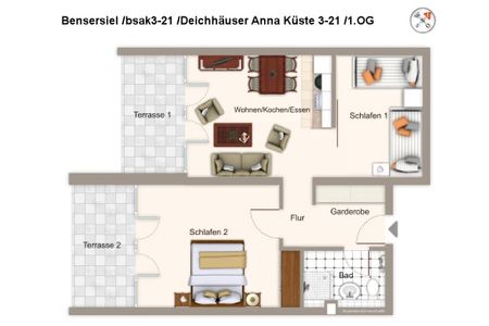 Deichhäuser Anna Küste Deichhäuser Anna Küste 3-21 Bensersiel - Grundriss