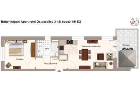 Aparthotel Ostseeallee Aparthotel Ostseeallee 3-19 Boltenhagen - Grundriss (Angaben ohne Gewähr)
