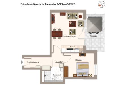 Aparthotel Ostseeallee Aparthotel Ostseeallee 3-21 Boltenhagen - Grundriss (Angaben ohne Gewähr)