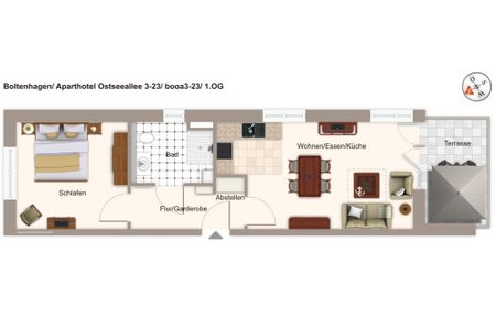 Aparthotel Ostseeallee Aparthotel Ostseeallee 3-23 Boltenhagen - Grundriss (Angaben ohne Gewähr)