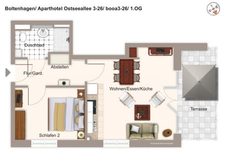 Aparthotel Ostseeallee Aparthotel Ostseeallee 3-26 Boltenhagen - Grundriss (Angaben ohne Gewähr)