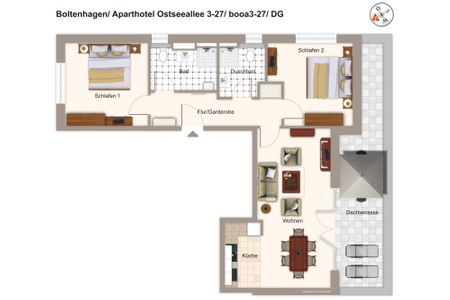 Aparthotel Ostseeallee Aparthotel Ostseeallee 3-27 Boltenhagen - Grundriss (Angaben ohne Gewähr)