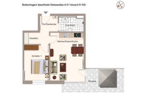 Aparthotel Ostseeallee Aparthotel Ostseeallee 4-31 Boltenhagen - Grundriss (Angaben ohne Gewähr)