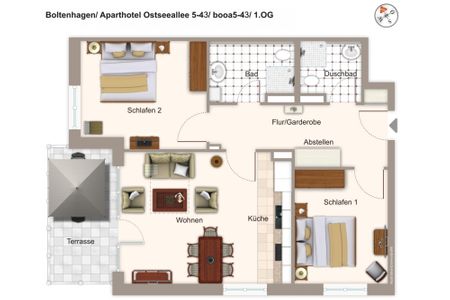 Aparthotel Ostseeallee Aparthotel Ostseeallee 5-43 Boltenhagen - Grundriss (Angaben ohne Gewähr)