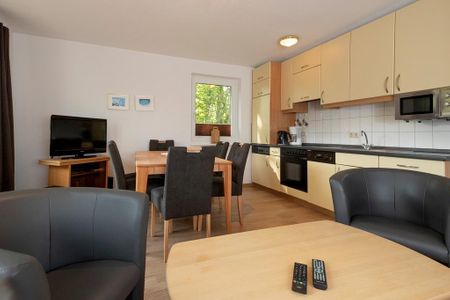 Urlauberdorf Urlauberdorf 55b Boltenhagen - Wohn/Essbereich mit Couch, Kaminofen und Küchenzeile