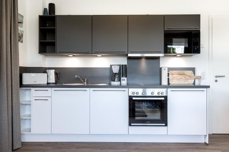 Aparthotel Ostseeallee Aparthotel Ostseeallee 3-22 Boltenhagen - Küchenzeile mit Backofen, Geschirrspüler und Mikrowelle