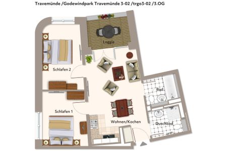 Godewindpark Travemünde Godewindpark Travemünde 3-02 Travemünde - Grundriss (Angaben ohne Gewähr)