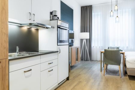 Ferienapartments am Krusespeicher Ferienapartments am Krusespeicher 3-34 Wismar - Wohn-/Schlafbereich mit Küchenzeile