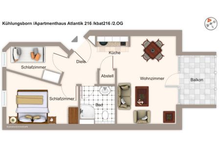Apartmenthaus Atlantik Apartmenthaus Atlantik 216 Kühlungsborn - Grundriss