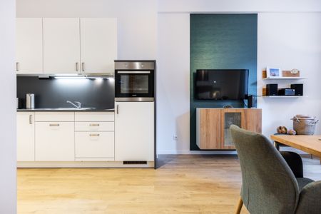 Ferienapartments am Krusespeicher Ferienapartments am Krusespeicher 1-14 Wismar - Wohn-/Schlafbereich mit Küchenzeile